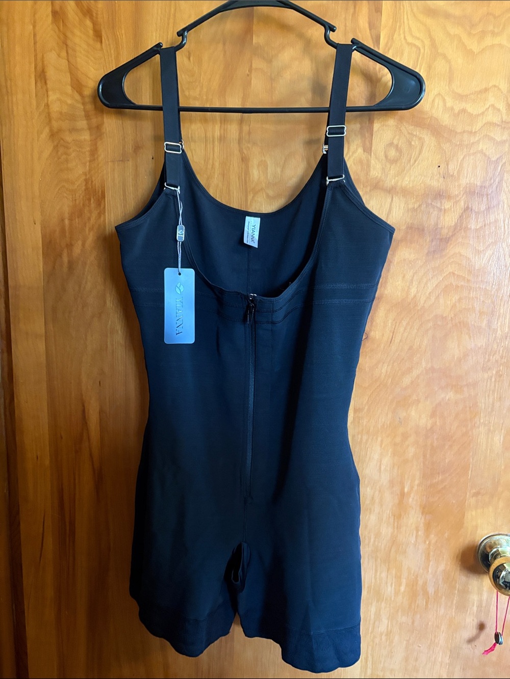 Yianna Black Compression Romper Bodysuit 2XL Zip Front